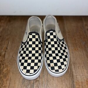 Vans Checkered Slip-On Shoes - Black and White